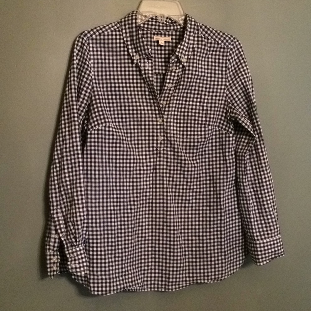 Gap Maternity Navy Gingham Button Up Shirt